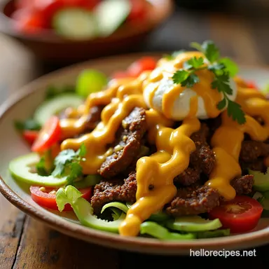 Easy Taco Salad with Catalina Dressing Quick Beef Recipe Recipe Card