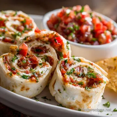 Tortilla RollUps with Salsa: Easy, No-Cook Cream Cheese Pinwheels Recipe Card