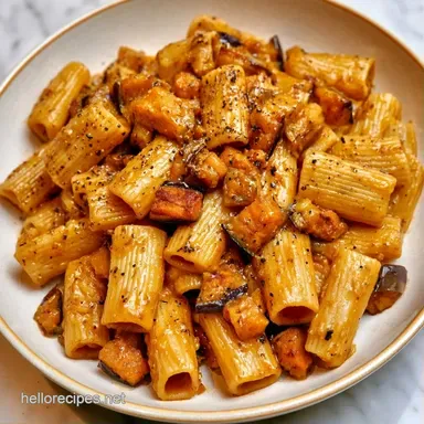 Easy Eggplant Pasta for 4 Servings Recipe Card