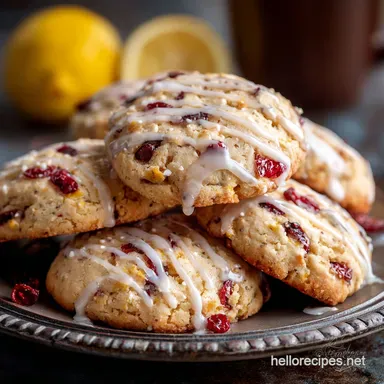 Lemon Cranberry Cookies: Easy, Chewy Drop Cookies with Zingy Glaze Recipe Card