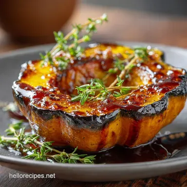 MapleRoasted Acorn Squash Sticky Thyme Glaze Ready in Under an Hour Recipe Card
