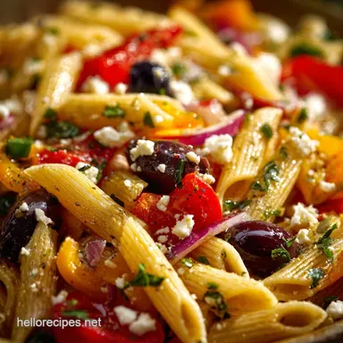 Mediterranean Pasta Salad Recipe The NoSoggy Antipasti Version Recipe Card
