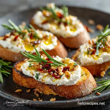 Easy Party Appetizer Whipped Goat Cheese Crostini Ready in 25 Mins Recipe Card