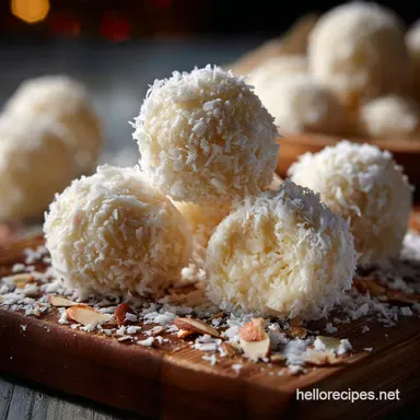Ultimate Easy White Chocolate Coconut Candy Raffaello Copycat Recipe Card