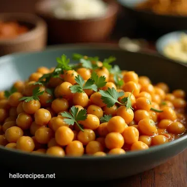 The Golden Tarka Easy RestaurantQuality Chickpea Curry Recipe Card