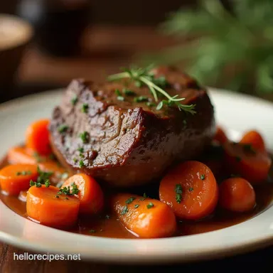 Easy FallApart Pot Roast with Carrots Crockpot Recipe Card