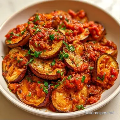 Eggplant Meat Sauce for 4 Servings Recipe Card