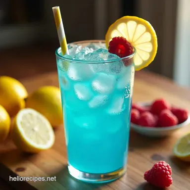 Electric Blue Raspberry Lemonade Zesty Summer Drink Recipe Card
