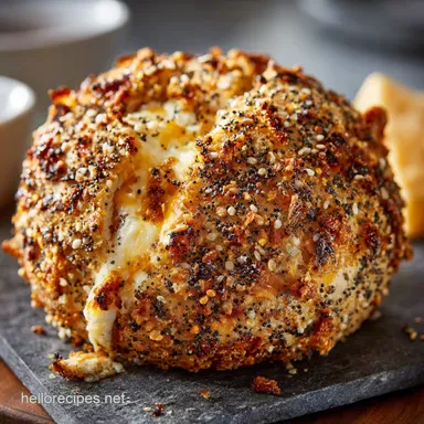 Cracking Everything Bagel Cheese Ball The 15Minute Appetizer Hero Recipe Card