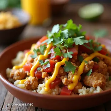 Fiesta This chicken burrito bowl is Healthy Easy Recipe Card