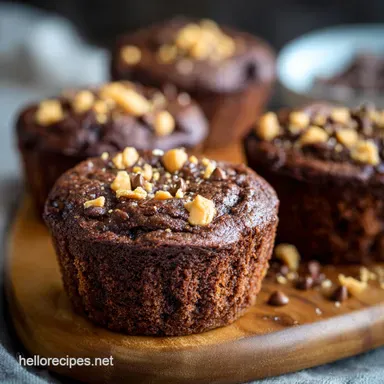 Flourless Chocolate Peanut Butter Muffins Fudgy GlutenFree Recipe Card