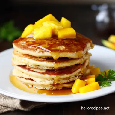 Coconut Mango Pancakes Delicious Breakfast Ideas Without Eggs Recipe Card
