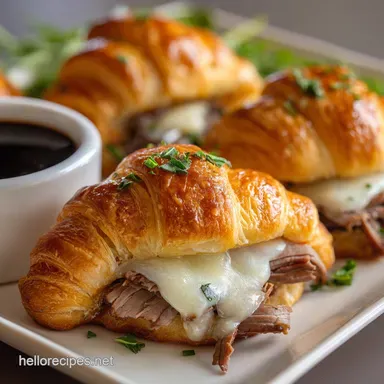 French Dip Crescents in 22 Minutes: Crispy Baked Recipe Card
