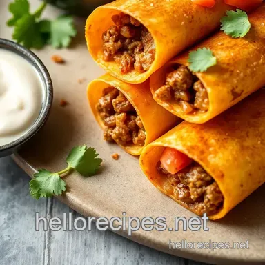 My Grandmother's Fry Beef Flautas - Crispy & Flavorful: An Ultimate Comfort Food Recipe Card