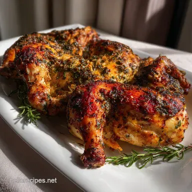 Spatchcock Chicken Recipe with Garlic Herb: Crispy Skin Recipe Card