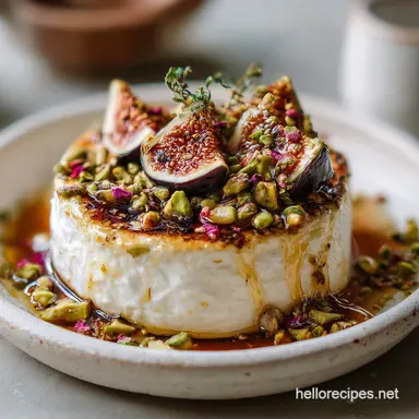 Baked Goat Cheese with Honey Fig and Pistachios in 20 Minutes Recipe Card