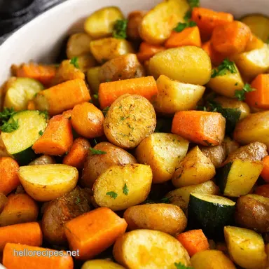 Garlic Herb Roasted Potatoes Carrots Zucchini So Easy Recipe Card