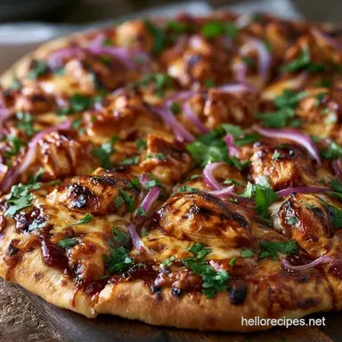 Grilled BBQ Chicken Pizza in 25 Minutes Recipe Card