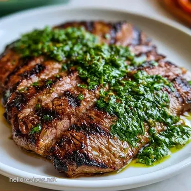 Grilled Flank Steak Chimichurri for 4 Recipe Card