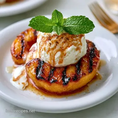 Grilled Peaches Ice Cream for 8 Servings Recipe Card