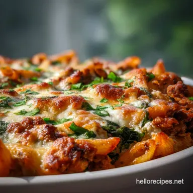 Ground Turkey Baked Ziti: Crispy Baked Recipe Card