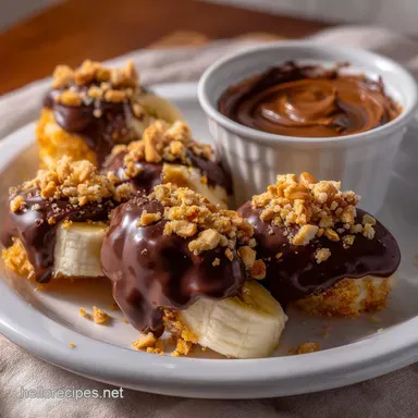 ChocolateDipped Peanut Butter Banana Bites Healthy & Easy Recipe Card