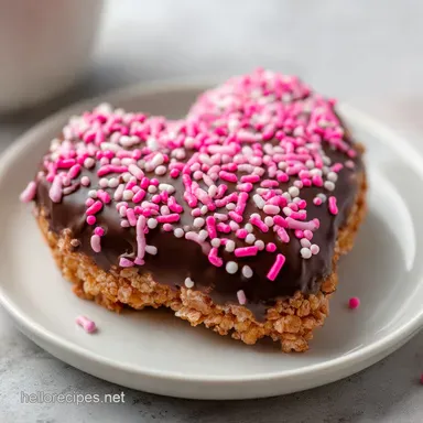 Chocolate Dipped Heart Rice Krispies Treats for 12 Servings Recipe Card