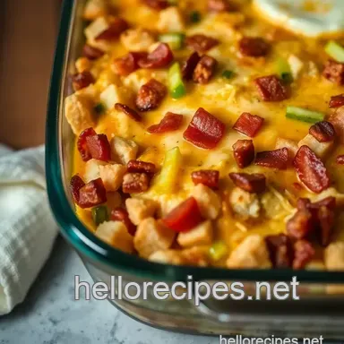 Hearty Breakfast Casserole: A Family Favorite with Bacon and Eggs Recipe Card