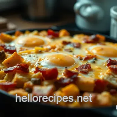 Hearty Breakfast Casserole: A Family Favorite with Bacon and Eggs Recipe Card