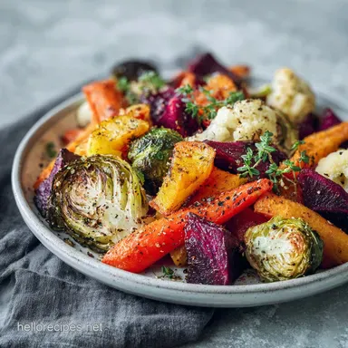 Hearty Roasted Veggie Salad with Feta & Balsamic Recipe Card