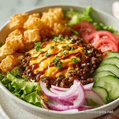 High Protein Cheeseburger Bowls Recipe in 25 Minutes Recipe Card