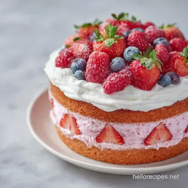 Strawberry Cake Recipe for 12 Servings Recipe Card