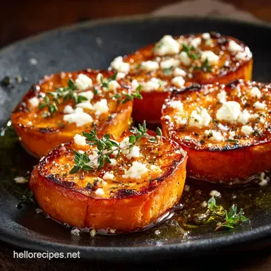 Honey Feta Sweet Potato Rounds Easy Roasted Side Dish Recipe Card