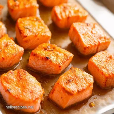 Easy Honey Garlic Salmon Bites Ready in 20 Mins Recipe Card