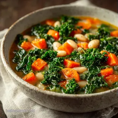 Kale and White Bean Soup for 4 Servings Recipe Card