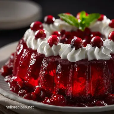 Cranberry Jello Salad: Showstopping Holiday Recipe with Creamy Topping Recipe Card
