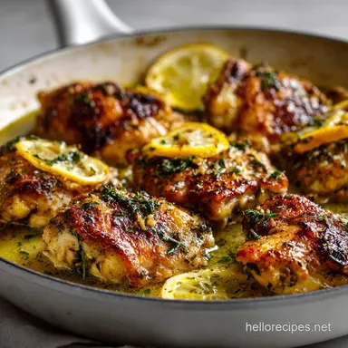 Lemon Garlic Butter Chicken Thighs Recipe for 4 Recipe Card