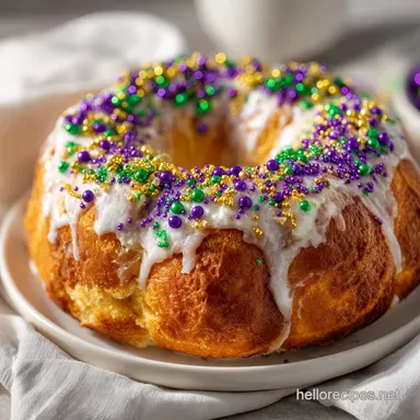 Mardi Gras King Cake with Cream Cheese Recipe Card