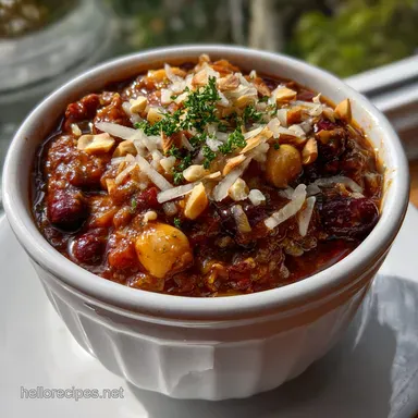 Crockpot Recipes Meatless: Velvety Three-Bean Chili Recipe Card