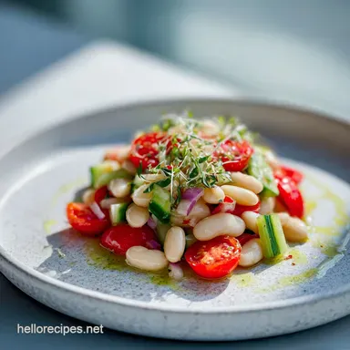 Mediterranean White Bean Salad Recipe for 4 Servings Recipe Card