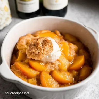 Moscato Peach Cobbler Summer Dessert Perfection Recipe Card