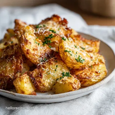 Parmesan Roasted Potatoes with Crispy Garlic Crust in 35 Minutes Recipe Card