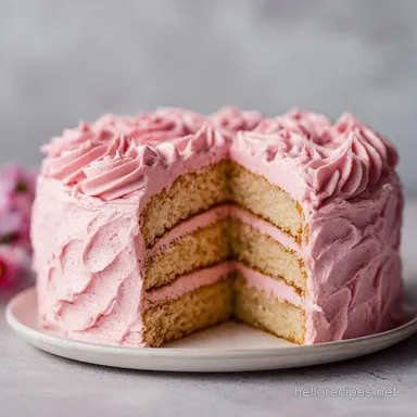Pink Cream Cake for 24 Slices Recipe Card