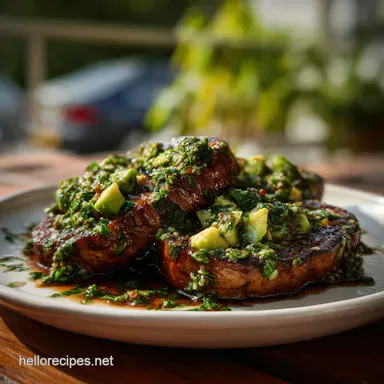 Portobello Steaks with Avocado Chimichurri: Zesty Recipe Card