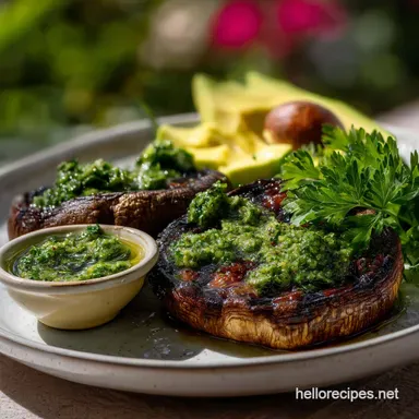 Portobello Steaks with Avocado Chimichurri Vegan: Smoky & Zesty Recipe Card