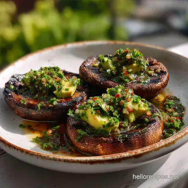 Portobello Steaks with Avocado Chimichurri Vegan: Smoky & Zesty