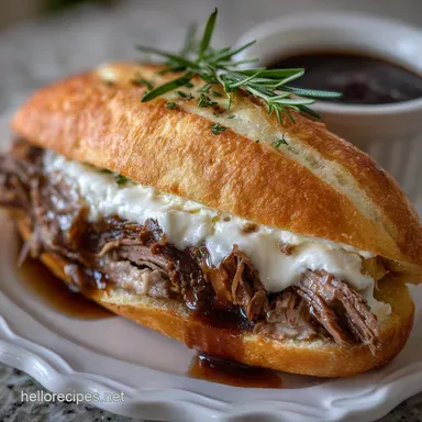 Leftover Prime Rib Recipes: Gourmet French Dip Melt Recipe Card