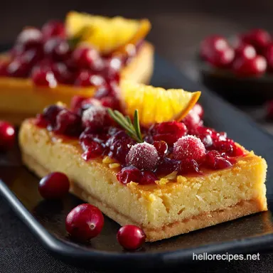Buttery Shortbread Cranberry Orange Tart An Elegant Holiday Dessert Recipe Card