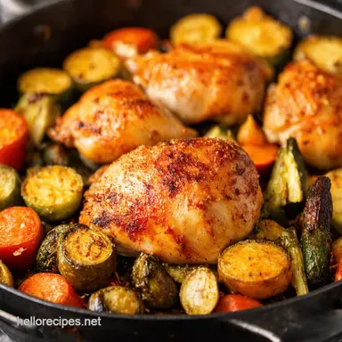 Quick Roasted Chicken Veggies Crispy One Pan Wonder Recipe Card