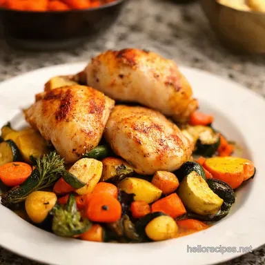 Quick Roasted Chicken and Veggies Easiest OnePan Rainbow Dinner Recipe Card